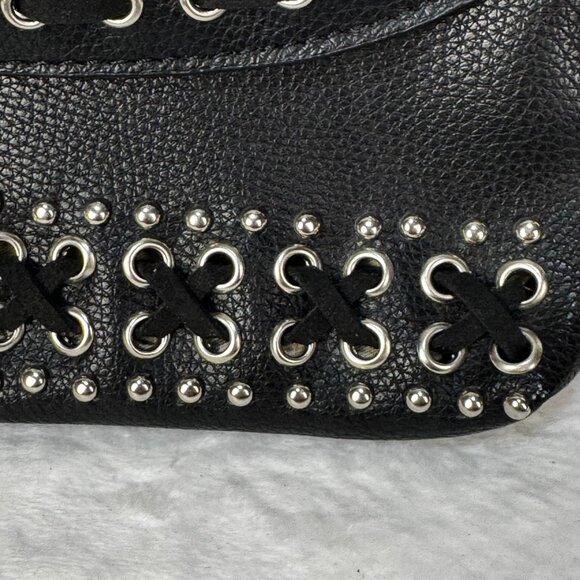 Rhinestone Skull Crossbody Purse Black Faux Leather Studded Goth Punk Biker - Picture 5 of 16